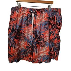 Lands End Swim trucks shorts mens Hawaiian‎ orange blue XXL 44-46
